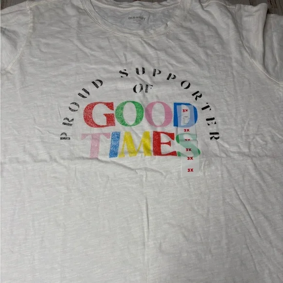 Old Navy Size 3X Bone Color Graphic Short Sleeve Womens Top - Picture 2 of 11